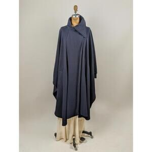 1980's black boiled wool cape